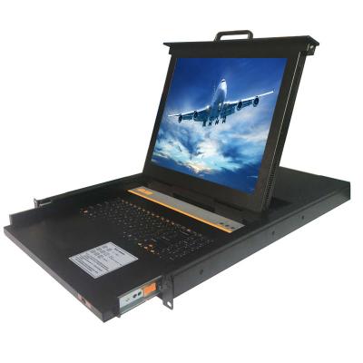 中国 19 Inch CAT5 8ports / 16ports / 32ports 1U LED KVM Rack Mount Drawer KVM Switch 19 Inch LED Display 販売のため