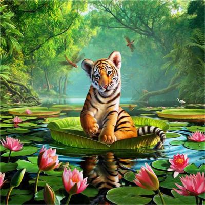 China Full Craft 3D DIY Modern Animal Diamond Gift Tiger Embroidery Painting Kits for sale