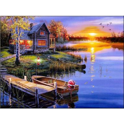 China Beautiful Modern Scenery Sunrises Painting With Frames Home Decor Landscape Diamond Painting Frames for sale