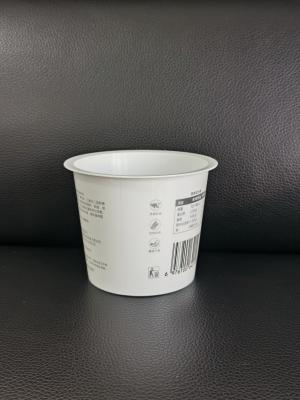 China 180 ml plastic yoghurt IML print met aluminiumfolie deksel en plastic deksel Te koop