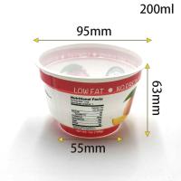 Cina logo su misura tazza superiore di imballaggio di plastica del yogurt di 95mm size198g in vendita