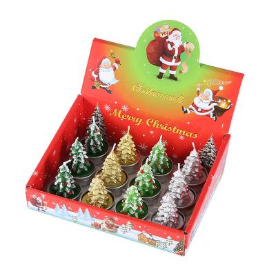 China Indoor Smokeless Luxury Candle Forming Decorations Christmas Arts Gift Box Set Decorations Christmas Tree Candle European Style for sale