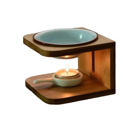 China General Wholesale Bamboo Wood Ceramic Aroma Essential Oil Incense Wax Melt Burner for sale