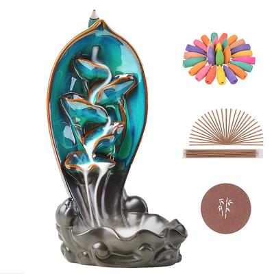 China Luxury Ceramic Aroma Chinese Oud Lotus Incense Backflow Incense Incense Cones Insents Incense Fountain Incense Fountain Burner Backflow for Aro for sale