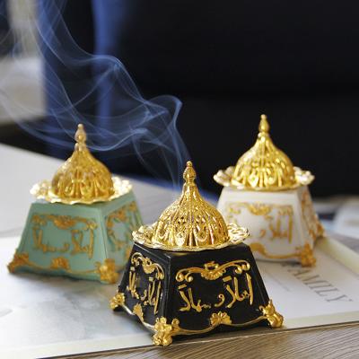 China Retro Style Aromatherapy Incense Burner Metal Incense Holder Chinese Exquisite Arabic Middle Eastern Aroma Diffuser Desktop Incense Censer for sale