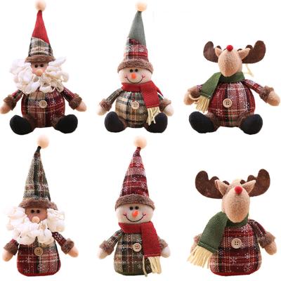 China Christmas Decorations cartoon doll snowflake plaid cloth doll Christmas tree ornaments children's holiday gifts for sale