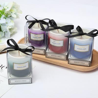 China Frosted ceramic candle cup Christmas gift box luxury aromatherapy glass jar candle eco friendly soy wax scented candles for sale