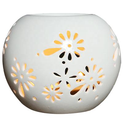 China Round hollow ceramic aroma essential oil Wax melt burner for sale