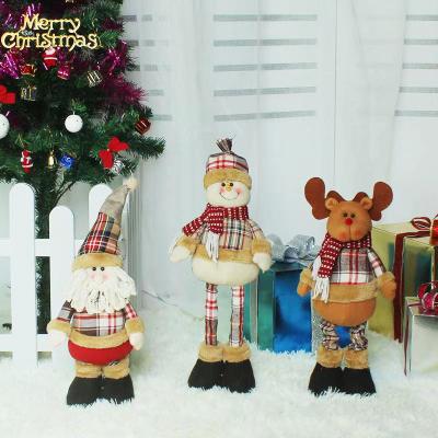 China wholesale flexible retractable stuffed plush Christmas snowman elk Christmas tree toys for outdoor decoration for sale