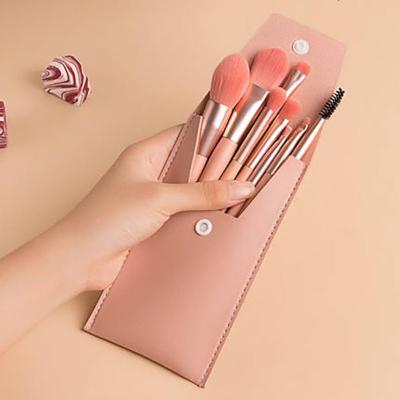 China Angular Blush Private Label Professional Custom Colorful Rose Makeup Brush Set For Ladies Make Up Tool With PU Bag for sale