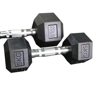 China Wholesale Custom Universal Weightlifting Black Rubber Coated Hex Equipment Portable Weight Dumbbells for sale