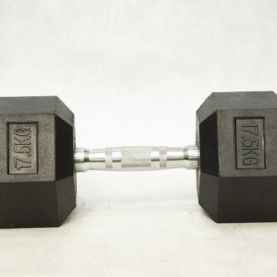 China 2022 Newest Factory Price Rubber Covered Hex Dumbbell Rubber Dumbbell For Home Gym for sale