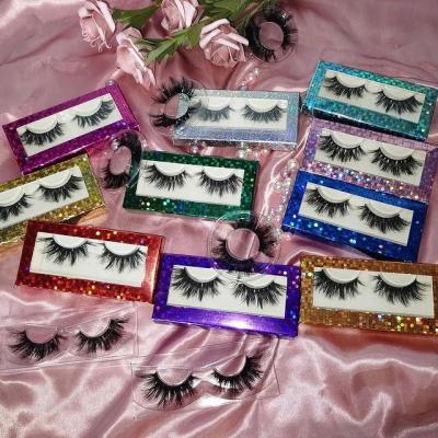 China Crisscross Packing Customized 100% Wholesale Hand Made 15mm 3D Strip Mink Eyelashes for sale