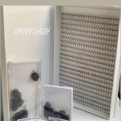 China Long Natural Eyelash Extensions Short Stem 6D Fans Loose Premade Loose Fans Pre Made Fans Eyelash Extension for sale