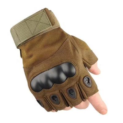 China High Quality Military Leather+fabric Leather+fabric Half Finger Pulling Tactical Gloves for sale