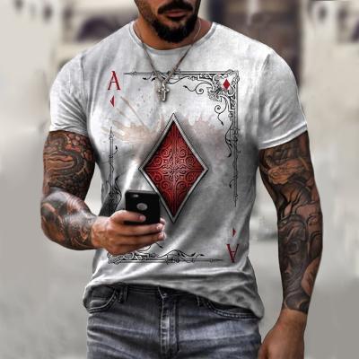 China Breathable Men's Summer 3D Poker Pattern Printing Slim Casual Short Sleeve T-shirt Sports Fashion O-Neck Men's Clothing BSM005 for sale