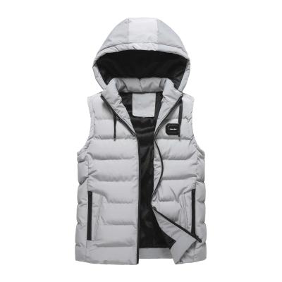 China Autumn Sleeveless Fashion Pockets Chest Brand Jacket Male Winter Plush New Style Waterproof Men Striping Casual Vest Men Invest Hat for sale