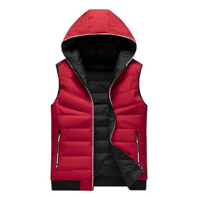 China New Color Autumn Solid Waterproof Men's Fashion Winter Jacket Male Wear Hooded Vest Casual Sleeveless Warm Double Sided Vest for sale