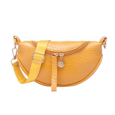 China Fashion Solid Color Woman Waist Bag Fanny Pack Pu Lady Waist Leather Chest Bags Mobile Coin Purse Fashion Banana Bag for sale