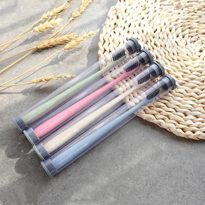 China Eco Friendly Travel Toothbrush Kit Bamboo Charcoal Toothbrush Wheat Toothbrush Travel Toothbrush With Case for sale