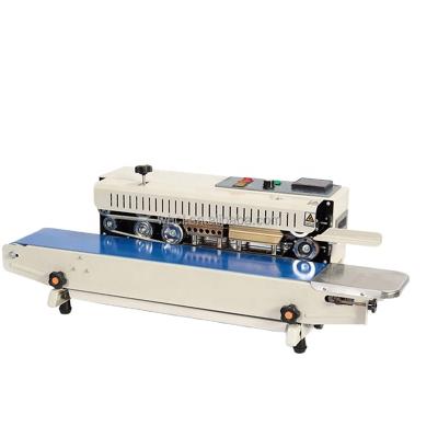 China FR-900 Automatic Continuous Food Aluminum Foil Plastic Bag Strip Sealer Film Pouch Sealing Machine With Coder for sale