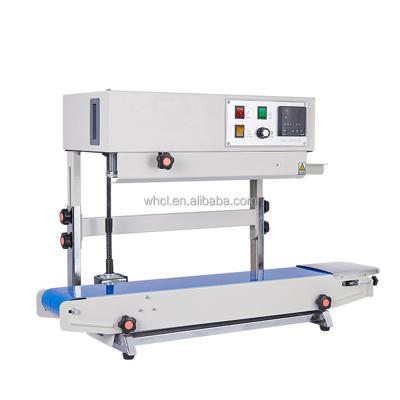 China FR-900V PE food aluminum alum zipper food pouch bag vertical automatic tape sealer continuous sealing machine pp for sale