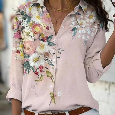 China 2023 Fast Sale Spring Wear Women's New Foreign Trade Long Sleeve Washable Shirts Fashion Large Print Top for sale