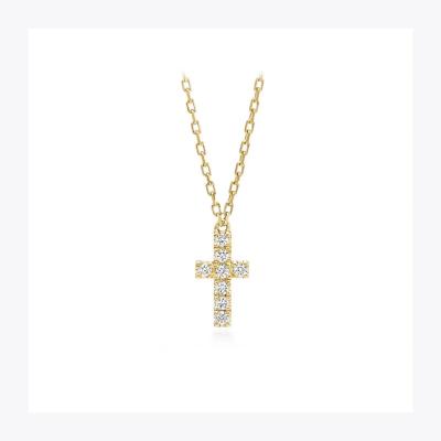 China 2022 New Real Style 18k Gold Cross Diamond Pendant Necklace Jewelry Wholesale Gold Women's CLASSIC Necklace for sale