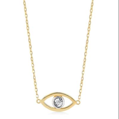 China CLASSIC 14k Yellow Gold Diamond Open Eye Necklaces Gifts For Anniversary for sale