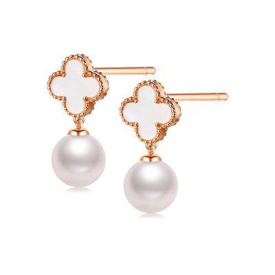 China Real CLASSIC genuine Akoya Seawater Elegant Gold Pearl earring, yellow gold pearl earrings, pearl earring 18k gold for sale