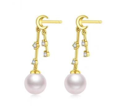 China FASHIONABLE Wholesale Fashion Design AKOYA Pearl Earring Water Drop Luxury Pearl Charms Gold Plated Earrings for sale