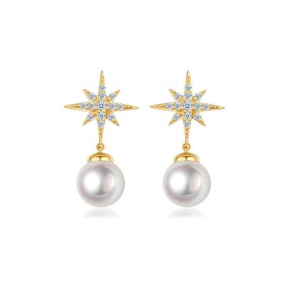 China FASHIONABLE Wholesale Au750 High Gold Filled Handmade Seawater Pearl Stud Earrings for sale