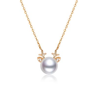 China CLASSIC Real Luxury Solid Freshwater Pearl 18k Gold Pearl 18k Gold Diamond Pendant Necklace Jewelry Real for sale