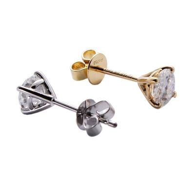 China Charles Moissanite Stud Earrings For Women DEF Classic 4 Solid Claws 18K White & Yellow Gold Color VVS 0.5CT for sale