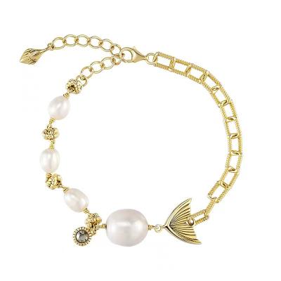 China Cute Bracelets For Women Jewelry Pearl Twist Chain Bracelet 18k Freshwater Gold Plated Bracelet for sale