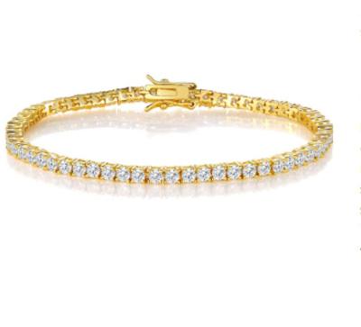 China CLASSIC 18K Gold 3.0 mm Moissanite Diamond Classic Tennis Bracelet for Women and Men for sale