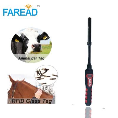 China Seven Languages ​​Supported 125khz 134.2khz Languages ​​Supported Handheld FDX-A/FDX-B/HDX/EMID RFID Cattle EID Tag Animal Waterproof Scanner with Long Antenna for sale