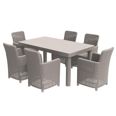 China Plastic Dining Table And Modern Garden Chair Set 7 Pcs for sale