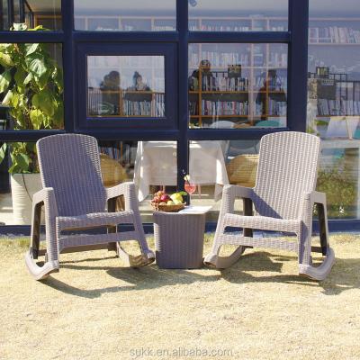 China Weather Resistant Resin 3 Pieces Garden Furniture Rocking Chair Rocking ChairSet Outdoor Stackable Outdoor Rocking Chair Set for sale