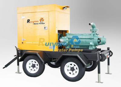 China Agricultural type drought relief Mobile Water Pump 100m3/h 78m lift with trailer for sale