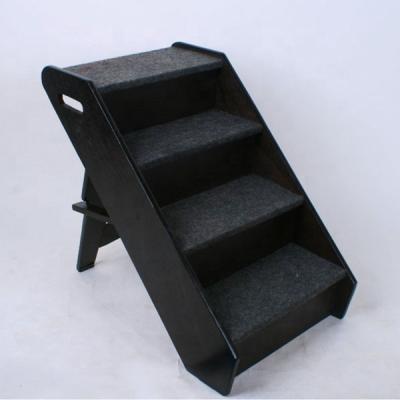 China Sustainable 4 Step Wooden Dog Step Ramp With Soft Step for sale