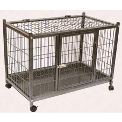 China Durable Strong Durable Wire Foldable Dog Cage With Four Wheels for sale