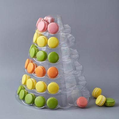 China New Recycled Materials Food Grade PVC 6 Tier Plastic Macaron Tower Stand For Wedding Birthday Party Display for sale