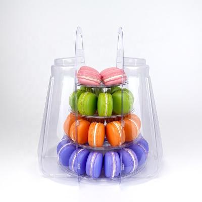 China Recycled Plastic Materials 4 Tiers Macaron Chocolate Tower Packaging With Carrying Case For Display for sale