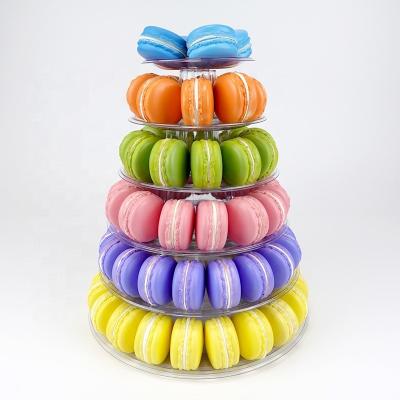 China Recycled Plastic Materials 6 Tiers Macaron Chocolate Cookie Candy Tower Packaging Rack For Display for sale