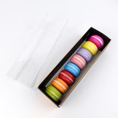 China Custom Recycled Materials Dessert Paper Drawer Gift Box With Clear Sleeve For 6 Macaron Cookies Display Packaging for sale