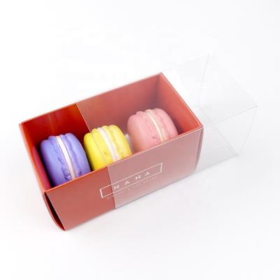 China Custom Materials Mini Macaron Cookie Recycled Dessert 3 Drawer Paper Box With Clear Sleeve Pack for sale