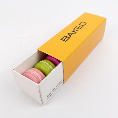 China Recycled Materials Custom Printing Dessert Cookies Drawer Wrapping Paper Gift Box For 6 Macarons Cookie for sale