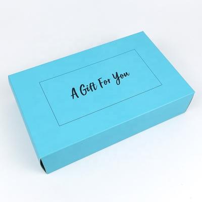 China Recycled Materials Wholesale Blue Folding Paper Gift Box Packaging Customized Printing Logo for sale