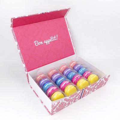 China Recyclable Custom Printed Dessert Luxury 20 Macarons Rigid Cardboard Magnet Packaging Gift Box for sale